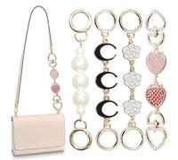 Chewarelly 4Pcs Purse Chain Extender Bag Strap Extender Purse Strap Extension Replacement for Women, Girl Purse Bag Making Supplies(Moon, Strawberry, Flower, Pearl)