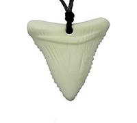 Chewelry Sensory Chew Necklace ADHD Autism Shark Chewy Teething Therapy Tubes for Autistic Kids, Children, Teens or Adults (White)