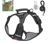 Chewie Cozy Harness, Adjustable Chewie No Pull Dog Harness with Leash Set, Reflective Comfortable Pet Chest for Small Medium Large Dogs (Black, L)
