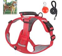 Chewie Cozy Harness, Adjustable Chewie No Pull Dog Harness with Leash Set, Reflective Comfortable Pet Chest for Small Medium Large Dogs (Red, S)
