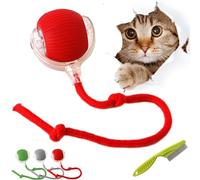 Chewie Viral Rolling Ball, Chewie Viral Dog Ball, Chewie Smart Automatic Rolling Pet Ball, Interactive Cat Toys Ball, Automatic 360° Rotating Rolling Ball with USB Charging (Red)