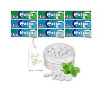 Chewing Gum Mix Bundle | 3 Flavours of Peppermint, Spearmint, Fresh Burst Flavoured Gum - 9 Packs in Total with Screw Lid Storage Tin & Gift Tag | Fresh Breath Anytime
