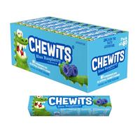 Chewits Sweets - Blue Raspberry Flavour Chewy Sweets - Bulk Box x 40 Sticks - Made with Real Fruit Juice, Vegetarian, No Artificial Colours, Nostalgic Classic British Sweet Treat for Sharing & Gifting