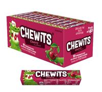 Chewits Sweets - Cherry Flavour Chewy Sweets - Bulk Box x 40 Sticks - Made with Real Fruit Juice - Vegetarian, No Artificial Colours - Nostalgic Classic British Sweet Treat for Sharing & Gifting
