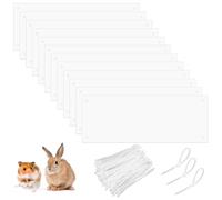 Chewoof 12 Pack Pet Cage Liner, Clear Cage Accessories Urine Guards, Flexible Plastic Habitat Side Liners with 100 Zip Ties, 14.37 x 4.53 in Anti-Splash Shield for Rabbit Guinea Pig Hamster Ferret