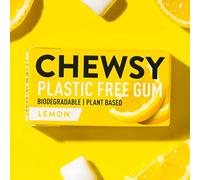 Chewsy Lemon Plastic Free Gum | Plant Based | Sugar Free | Aspartame-Free | Xylitol | Tooth Friendly | Vegan | Biodegradable | Natural Chewing Gum 12 Packs