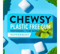Chewsy Peppermint Plastic Free Gum | Plant Based | Sugar Free | Aspartame-Free | Xylitol | Tooth Friendly | Vegan | Biodegradable | Natural Chewing Gum 12 Packs