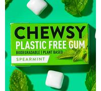 Chewsy Spearmint Plastic Free Gum | Plant Based | Sugar Free | Aspartame-Free | Xylitol | Tooth Friendly | Vegan | Biodegradable | Natural Chewing Gum 12 Packs