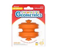 Chewtastic Geometrics Natural Rubber Enrichment Dog Toy Geo-Hex Orange, Engaging Rolling and Unpredictable Bounce, Fun to Chew and Fetch