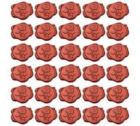 Chewtoyo 1.18 in (3 Cm) Diameter, 70 Pcs Wedding Wax Seal Stickers, Red Rose Metallic Design, Invitations and Decorations Ideal, Envelope Self-Adhesive Seals