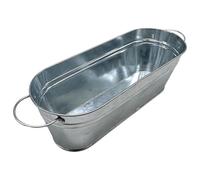 Chewtoyo 11.4 In Galvanised Trough Metal Planter, Oval Shape With Handles, Rust-Resistant Silver Finish For Succulents, Flowers, Herbs, Vegetables, Load-Bearing