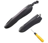 Chewtoyo 2 Pcs Bike Mudguards for 20-26 in MTB, Universal Front and Rear Splash Guard, Extended Widened Bicycle Fender Set with Screwdriver, Adjustable Design, Black