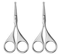 Chewtoyo 2 Pcs Men's Nose Hair Trimmer, Stainless Steel Scissors, Rounded Tip Design, Professional Compact Facial Grooming, Portable, Silver
