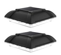 Chewtoyo 2 Pcs Solar Post Cap Lights, Black Outdoor, Waterproof 4X4 For Pillars, Smart Energy Saving, Long-Lasting Plastic Construction, Villa Courtyard Fence Decor