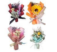 Chewtoyo 4 Pcs Cute Flower Bouquet, Mini Dried Flowers Set with Vent Clips, Handmade Everlasting Flowers, Car Air Freshener for Her, Home Car Decor, 3.9 x 5.9 in / 10 x 15 cm