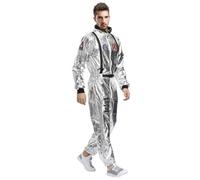 Chewtoyo Astronaut Costume For Adults, Space Suit Xl Jumpsuit For Men And Women, Space-Themed Halloween Cosplay Outfit, Silver, One size