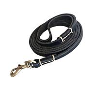 Chewtoyo Dog Leash Leather, Black 49.2 In / 125 Cm Heavy Duty, With Rust-Proof Buckle And Soft Leather Handle, Training Leash For Medium And Large Dogs