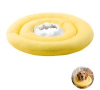 Chewtoyo Double-Layer Cat Neck Cones, 11.8 In Diameter Soft Dog Cone, Yellow Recovery Dog Donut Collar, Polyester Pet Elizabethan E-Collar, Lightweight For Anti-Bite Lick Wound Healing