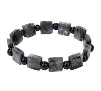 Chewtoyo Men's Gemstone Bracelet, Crystal Bead Stretch Bracelet with 10 mm/0.39 in Tiger Eye Square Beads and 6 mm/0.24 in Round Beads, Thoughtful Gifts for Couples, Natural Ore, Elastic Cord