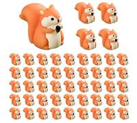 Chewtoyo Mini Resin Squirrel Figurines, 50 Pcs, Orange, 0.9 x 0.6 in, Home & Car Decor, Waterproof, Landscape Ornaments, DIY Accessories