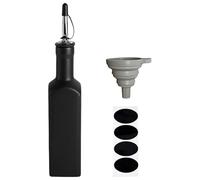 Chewtoyo Olive Oil Dispenser Ceramic, Kitchen Oil Bottle 10.1 Fl Oz / 300 Ml, Matte Black Ceramic Dispenser, Includes Stickers and A Funnel, Ideal for Vinegar and Oil Storage