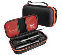 Chewtoyo Portable Microphone Case for Party Box, Hard Eva Shell, Fits Two Mics, Black with Orange Zipper, 258.5 X 18.5 X 8 Cm