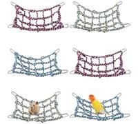 Chewtoyo Rat Cage Climbing Ropes - 6-Piece Set with Carabiners, 12.6 X 8.6 Inch Cotton Rope for Guinea Pigs, Parrots, and Small Pets