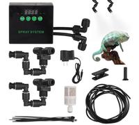 Chewtoyo Reptile Humidifier Misting System with Timer, for Snake Lizard Habitat Tropical Plants, Atomizer, Smart Mist Sprayer with 2 Free-Rotating Spray Nozzles, Long Pipe, Power Adapter Includes