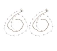 Chewtoyo Set Of Pearl Headband Hair Accessories, 42 Cm / 16.54 In Faux Pearl & 36 Cm / 14.17 In Crystal Chains, 2 Pcs Of Women'S Refined Headpieces With Butterfly Alloy Decorations