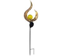 Chewtoyo Solar Garden Stake Lights Outdoor, Crescent Moon Flame Design, Solar Powered Pathway Lights, Decorative Iron Landscape Lighting, Hollow-Out Metal Yard Art, Garden Ornament with Glowing Orb