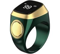 Chewtoyo Tasbih Counter Smart Ring with 0.79 in Diameter, Digital Counting Tool for Zikr, Wireless Smart Ring with Display Screen and Side Button, Black Gold Wearable Tally Counter for Men