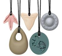 Chewy Necklace Sensory Toys for Kids with Autism, Chew Necklaces for Sensory Boys Girls 5 Pack, Silicone Chew Toys for Kids Children Adults Reduce Chewing Biting Fidgeting