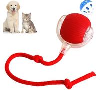 Chewy Viral Rolling Ball, Interactive Dog Smart Ball Toy, Self Rolling Dog Ball with Replacement Rope of Dog & Cat, 360° Smart Automatic Rolling Pet Ball, Electric Rolling Ball Dog & Cat Toy(Red)