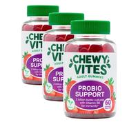 Chewy Vites Adult Probio Support, 60 Probiotics Gummies, 2 Billion Biotic Cultures, Vitamins B3, B5 and B6 for Immunity, 2 Months Supply, Vegan, Real Fruit Juice, Red Berries Flavour (Pack of 3)