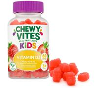 Chewy Vites Kids, High Strength Vit D3 60 Gummy Vitamins, 10 micrograms, 400 IU, 1-a-day, Real fruit juice, Vegan, 3 years +