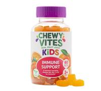 Chewy Vites Kids Immune Support, 60 Kids Vitamins Gummies, High Strength Vitamin D, Vit C, B6, B12, Zinc, Selenium, 2 Months Supply, Real Fruit Juice, Vegan, Age 3 +, Orange Flavour