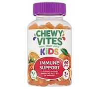 Chewy Vites Kids Immune Support, 60 Kids Vitamins Gummies, High Strength Vitamin D, Vit C, B6, B12, Zinc, Selenium, 2 Months Supply, Real Fruit Juice, Vegan, Age 3 +, Orange Flavour