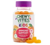 Chewy Vites Kids Immune Support, 60 Kids Vitamins Gummies, High Strength Vitamin D, Vit C, B6, B12, Zinc, Selenium, 2 Months Supply, Real Fruit Juice, Vegan, Age 3 +, Orange Flavour
