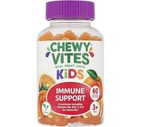 Chewy Vites Kids Immune Support, 60 Kids Vitamins Gummies, High Strength Vitamin D, Vit C, B6, B12, Zinc, Selenium, 2 Months Supply, Real Fruit Juice, Vegan, Age 3 +, Orange Flavour