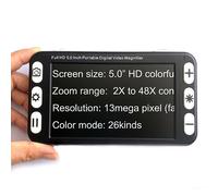 CHEWYZ Portable Digital Magnifier, 48X Zoom & 26 Color Modes, 5 Inch Eyesight Aid Tool for Reading Books Newspaper Bills Magazines Menus