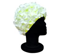 CHEX Ladies Lily Elasticated Swimming Hat Embellished With 3D Flower Petals Imitation Pearl Centre Swim Cap One Size Adults Soft Easy Pull On (Pale Green)