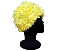 CHEX Ladies Pinks Elasticated Swimming Hat Decorated Solid colour With Matching Frilly Floral Petals In A Swim Cap One Size Adults Soft And Easy To Pull On (Yellow)