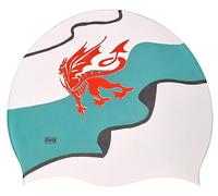 CHEX Stretchy Silicone Unisex Women Men One Piece Swimming Hat Swim Cap Wales Welsh Dragon Flag Design White Green Red Black One Size Adults Pull On