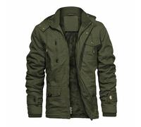 CHEXPEL Mens Cotton Military Jackets with Removable Hood Casual Winter Coat Windproof Work Outerwear Jackets Army Green 3XL
