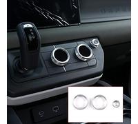 CHEYA Aluminum Alloy Car Interior Air Conditioning & Volume Adjustment Knobs Decorative Cover Trim for Land Rover Defender 110 2020 Accessories (Silver)