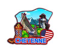 Cheyenne USA Magnet Fridge Magnet Wooden 3D Landmarks Travel Collectible Souvenirs Decoration Handmade -1981