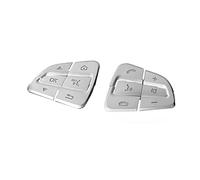 CHEYINGCHIDIY Silver Car Steering Wheel Button Cover Trim Sticker lnner Decoration Compatible with Mercedes Benz C V GLC Class W205 X205 X253(Ok Model)
