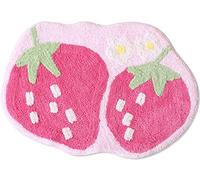 ChezMax Cute Bath Rug for Bathroom, Non Slip Fruit Shape Door Mat Absorbent Tufted Shower Carpet, Washable Funny Cartoon Microfiber Area Rug for Kitchen Indoor Home Kids Room Decor (Pink Strawberry)