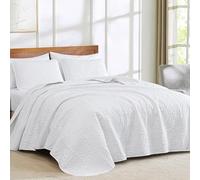 Chezmoi Collection 3 Piece 118 by 106" Austin Oversized Bedspread Coverlet Set, King, White, Polyester