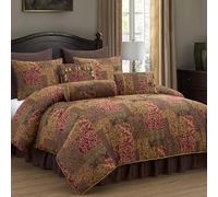 Chezmoi Collection Amelia 9-Piece Floral Jacquard Patchwork Comforter Set, California King